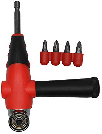 SENRISE - Set di accessori per trapano ad angolo retto, 105 gradi, attacco esagonale da 0,6 cm