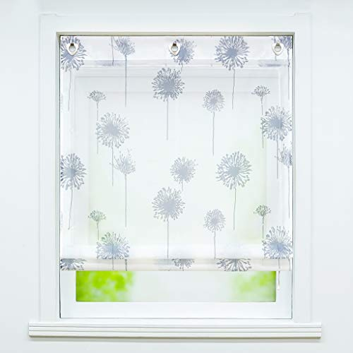 Joyswahl transparentes Ösenrollo mit Pusteblumen Druck »Aleyna« Raffrollo mit Hakenaufhängung, ohne Bohren Schals Fenster Gardine BxH 60x140cm 1 Stück