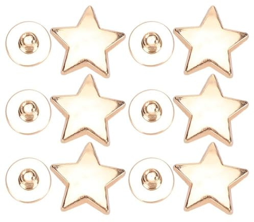 50 Sätze Sternnieten Nieten Sternförmige Nieten mit Spikes Handgepresste Nieten zum Basteln von Leder, Dekorieren von Kleidung, Jacken, Gürteln, Schuhen und Taschen(Gold)