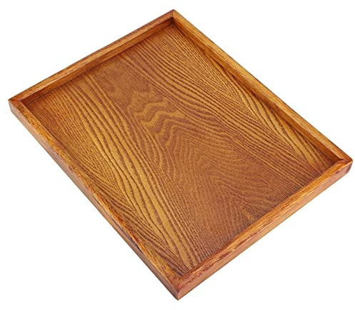 Vassoi per tavolino, vassoio da portata rettangolare in legno Vassoio decorativo Vassoio da colazione Snack da tè(30 * 24cm)