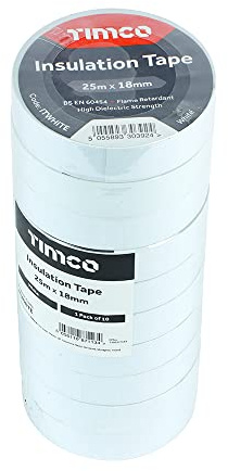 TIMCO Cinta aislante de PVC, 25 m x 18 mm, color blanco
