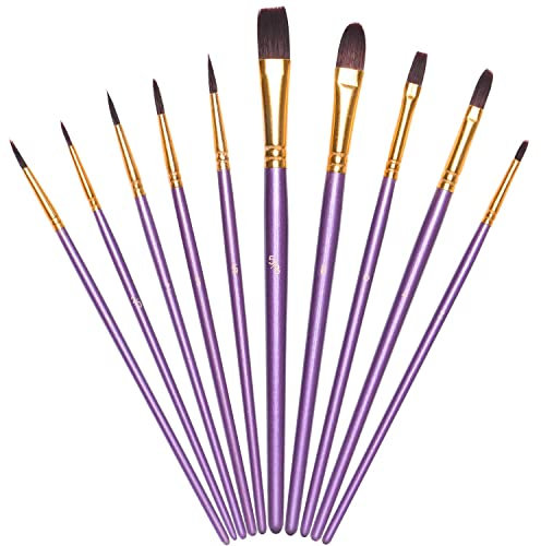 Künstlerpinsel Set,10er Pack Nylon Pinsel Kunstmalerei Acrylpinsel Fein Pinsel Art Painting Brush für Aquarell und Gesichtsmalerei DIY Kunsthandwerk