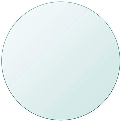 Plateau de table rond en verre trempé WIFESE pour tables à manger, basses et de jardin - Transparent, 80 cm de diamètre, 10 mm d'épaisseur