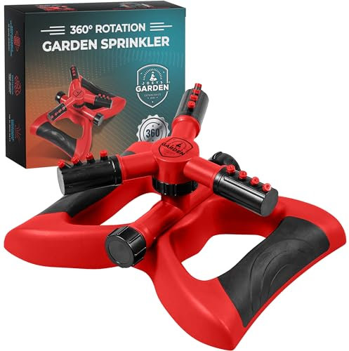 Joeys – Arroseur rotatif pour cour, jardin pour grande surface, arroseurs de pelouse et cour (rouge)