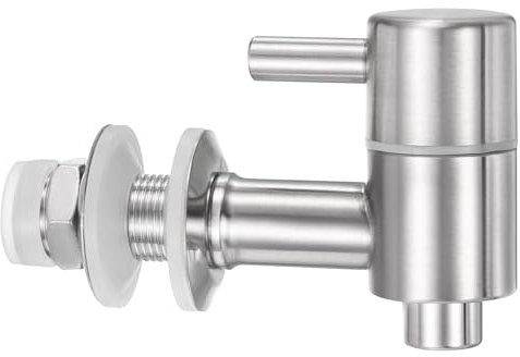 sourcing map Boquilla de Repuesto para Dispensador de Bebidas, Juego de 1, Grifo de Repuesto de Acero Inoxidable para Dispensador de Agua para Fiestas (16x9.5mm, Plateado)