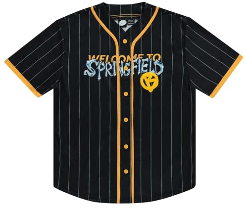 The Simpsons Camiseta de béisbol para hombre, Homer, Bart, Lisa, Krusty The Clown, camiseta de béisbol de malla con botones, Negro -, Small