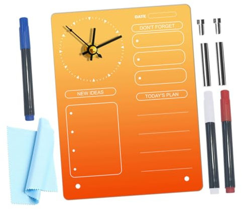 Amosfun 1satz -planungsboard Mit Uhr Desktop Memo Board Für Büro Abwischbar Und Tragbar Vielseitig Einsetzbar Organisation Von Terminen Und Aufgaben