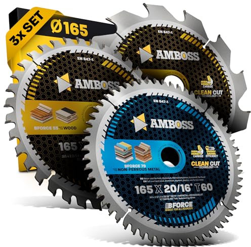 Ø165 x 20 Hand- Kreissägeblatt Set passend für Bosch GKS 165 GKS 55. Makita DHS630Z - AMBOSS WERKZEUGE® 165x20 Sägeblatt Sortiment