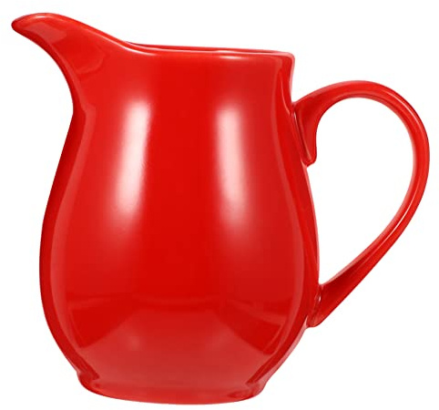 Ciieeo Red Ceramic Gravy Boat Sauce Cup Comfort Grip for Kitchen Restaurant Use
