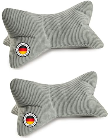 Bonvionn Zwei Leseknochen Selma Cord Look ergonomische Form für Nacken- oder Lendenstütze Flexible Stütze für Bücher, E-Books oder Tablets (Grau)