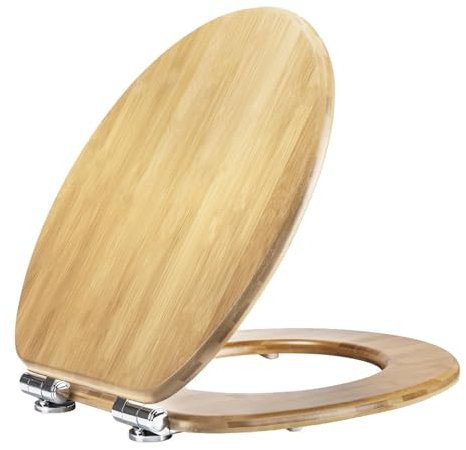 Giural WC Sitz Mit Absenkautomatik Holz, Toilettendeckel Holz Durch Spezialscharniere, Klobrille Klodeckel Mit Absenkautomatik Für Sehr Bequemes Und Hygienisches Sitzen,36 * 42cm