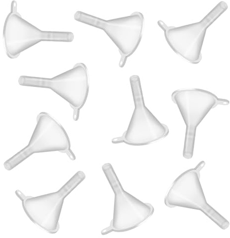 Andibro kleiner Trichter aus Kunststoff, 10 Stück, Mini-Trichterausgießer zum Befüllen von Flaschen, Gläsern, Parfüms, Pulvertrichtern, ätherischen Ölen, Shampoo, Sand, Kunstlaborflaschen