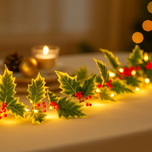 Talking Tables Set di 1 Stringa di Luci LED Agrifoglio, 2,6 m, Ideale per Decorazioni Natalizie, Matrimoni, Feste, Alimentazione a Batteria
