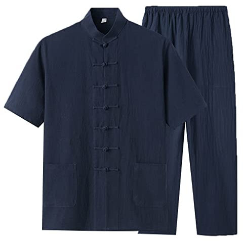 GZKDKZB Tang-Anzug aus Reiner Baumwolle für Herren, traditionelle Kleidung, atmungsaktiver Kampfsportanzug, Kung-Fu-Uniformen, Tai-Chi-Kleidung, Zen-Meditationsuniform