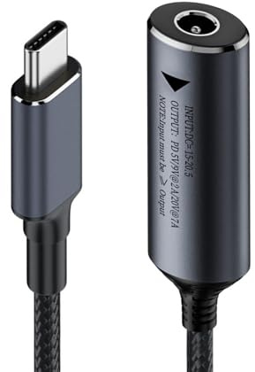 NFHK Cable DC Jack 5.5X2.1mm Input to USB-C Type-C Power 140W Charge Cable for Laptop Phone PD9V 5V 20V