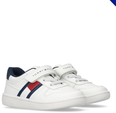 Tommy Hilfiger Sneakers Basse Stringate/con Velcro, Skyler, Bianco/Blu