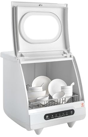 TONFEION Mini lavastoviglie – 800 W lavastoviglie da tavolo con due modalità di risciacquo, autopulente con consumo di acqua 5 l, silenziosa (55 dB), piccola lavastoviglie per dormitorio, cucina,