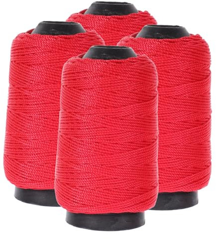 Cordel de Nailon Rojo para Jardinería, 4 Rollos Resistentes