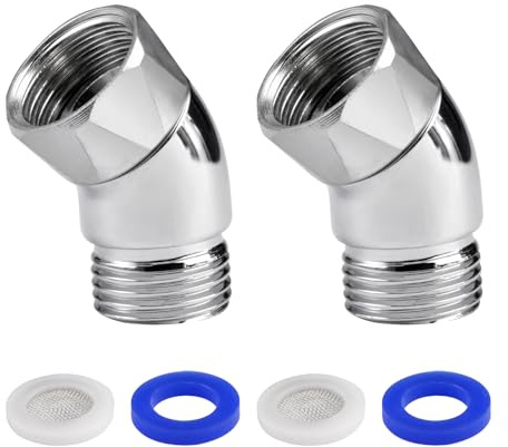 2 Stück Winkelstück für Handbrause Adapter 1/2in, Duschschlauch Adapter | 135 Grad Swivel Shower Head Adapter mit Gummidichtung, Duschkopf Adapter Verlängerung für Handbrausen und Wandbrausen