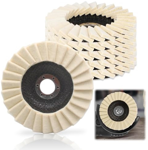 5 stycken polerskivor 125 mm x 22 mm, poleringsfläktskivor av filt, polerskivor, filtglanspoleringsskiva för poleringsfäste vinkelslip, för slipning och polering av lack, trä, plast