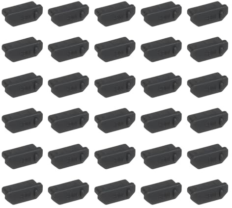 PATIKIL 0.6 Inch Dust Plug, 30 Pcs Anti Dust Plug Cover Silicone Charging Cap Port Cover Protector Female End for USB Computer Cell Phone Port Device, Black