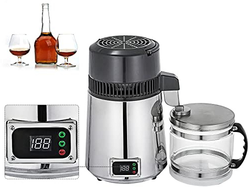 Water Distiller 800W with Temperature Control, 4L Capacity, Stainless Steel, Glass Jug - Pure Water Distiller for Home, Lab, Office, Dental Clinic