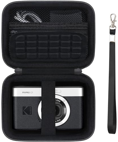 Supmay Caso de Viaje para Kodak Pixpro C1 - Cámara Digital ultracompacta, Soporte de Almacenamiento portátil para cámara Digital con Bolsa de Malla para Cargador y Cable de Carga, Negro