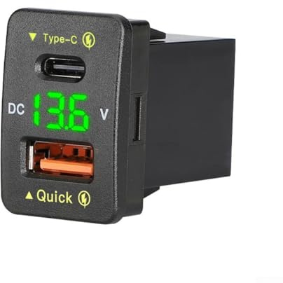 babominimer Adattatore per presa di corrente USB da 36 W, con design a doppia porta e voltmetro digitale, ricarica rapida per dispositivi alimentati tramite USB, inclusi telefoni, tablet, (luce verde)