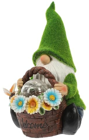 SUPVOX Figurine de GNOME Solaire en Résine Verte pour Jardin