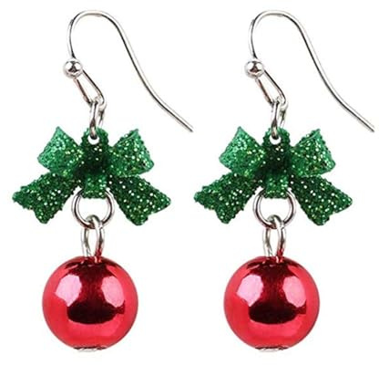 WATEFOER Weihnachtsohrringe für Damen Rot-grüne Weihnachts Glöckchen Ohrringe Xmas Bogen Tropfen Ohrringe Hypoallergene Weihnachtsschmuck Geschenke für Festlichkeiten (A)