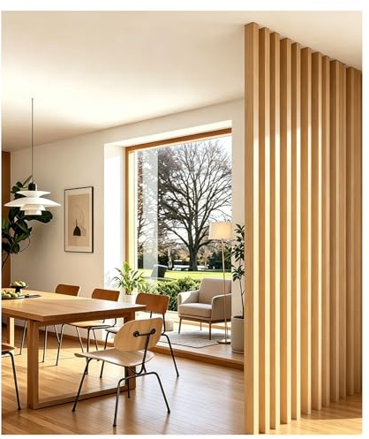 Trennwand Hängend Paravent Raumtrennwand， Wand Trennwand Lamellen Säulen mit verstellbarem Fuß, Wohnzimmer Flur Eingang Restaurant, Einfache Installation(9root,230cm/90.5in/7.54ft)