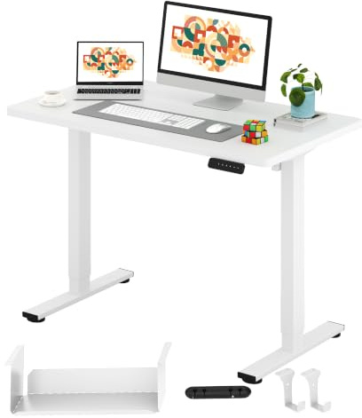 SANODESK Höhenverstellbarer Schreibtisch mit EINTEILIGER Tischplatte | kein Spalt, kein Kompromiss, Ihr Smarter Partner für ergonomisches Arbeiten zu Hause 120 x 60 cm (Weiß)