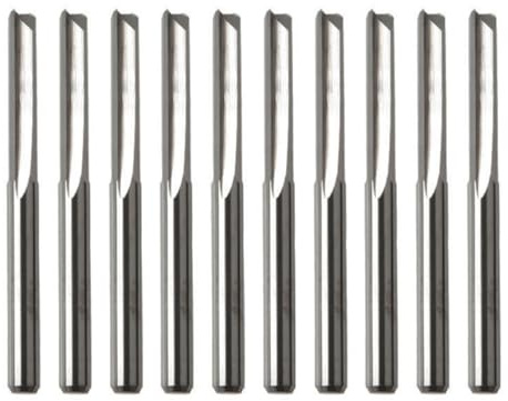 Juego de 10 fresas de 3,175 mm con 2 ranuras rectas, fresas de acero de alta velocidad, herramienta de grabado