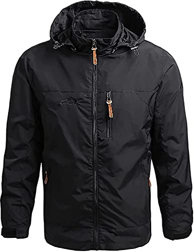 jacket Men Rain Suit Waterproof Motorcycle Cycling Hooded Windproof Rainwear Male Transition Jacket Hiking(Black,XX-Large)