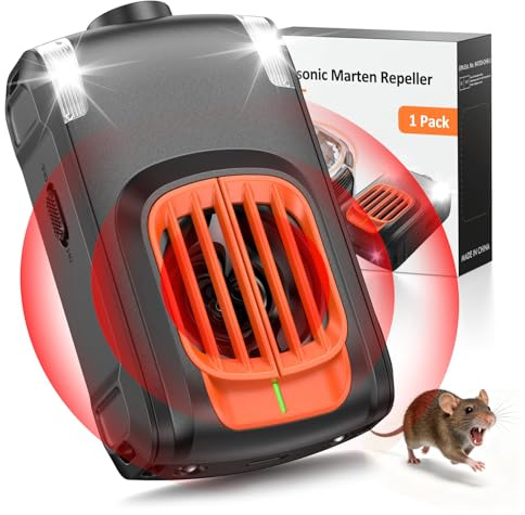 KITBEZN Marderschreck Auto, Marderabwehr mit Ultraschall, 12V Autobatterie, Mäuseabschreckung-Type C oder USB, Effektiver Marderschutz im Motorraum-1 Stück