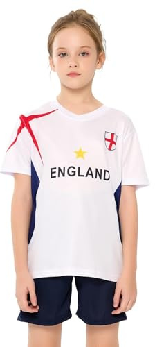 2026 Barnfotbollsdräkt set landslagsstil pojkar och flickor snabbtorkande fotbollströjor(England,14 Years)