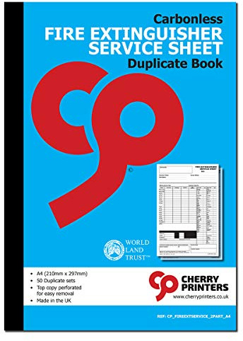 Cherry Printers Carbonless NCR Fire Extinguisher Service Sheet Duplicate Book A4 50 Sets