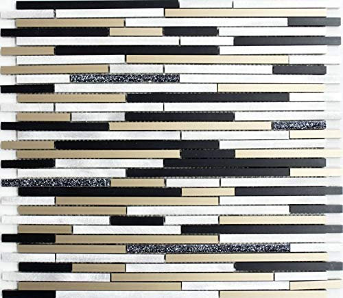 Mosaik Fliese Aluminium Verbund Alu schwarz bronze gold Glitter black MOS49-S401