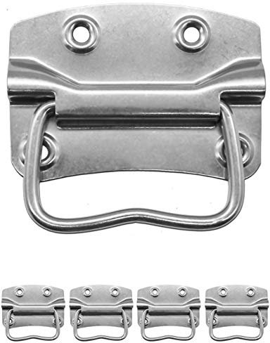 Fuxxer® Lot de 4 poignées pliantes en métal massif pour caisses en acier inoxydable argenté 90 x 65 mm