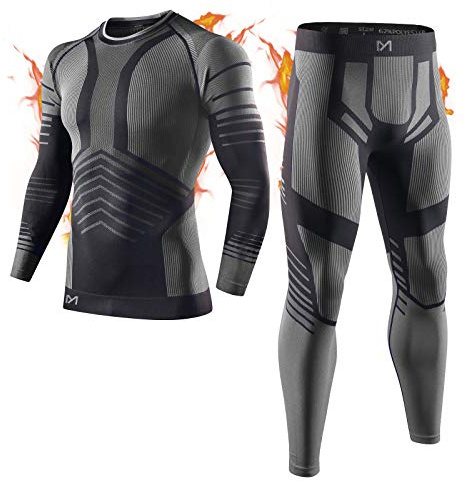 MEETYOO Conjuntos térmicos Hombre, Ropa Interior Térmica Leggings Compresión Camiseta para Esquí Running Ciclismo