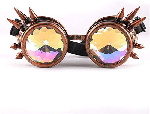 NIUASH Sonnenbrille polarisiert Gothic Steampunk Sonnenbrille Frauen Männer Niet Kaleidoskop Brille Festival Party Cosplay Sun Glasses-Red_Copper