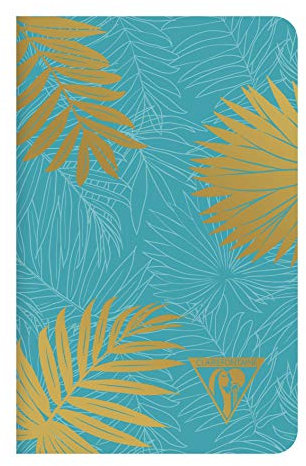 Clairefontaine 194196C - Notizheft Neo Deco, mit Fadenbindung, Kollektion Mid-Season, 9x14 cm 48 Blatt elfenbein liniert 90g, Motiv Hawaï Türkis, 1 Stück