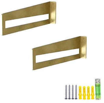2 Stück Regalträger,Wand Montierte Schwimmende Regalträger,Tablarträger Unsichtbar Schwerlast winkel,Multifunktional Metall Regalhalter,mit Schrauben und Dübel (30cm/11.8in,Gold)