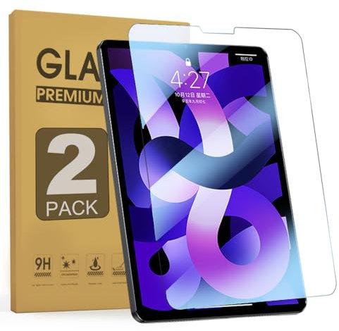 ZenRich [Paquete de 2] Protector de pantalla de vidrio templado para iPad Air de 5ª generación 2022/Air 4ª generación 10.9/iPad Pro de 11 pulgadas con luz azul y película de pantalla antirreflejos
