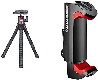 Rollei Monkey Pod 2, Flexibles Mini-Stativ mit Smartphone-Halterung, Kugelkopf unf 1/4 Anschluss… 22773 & Manfrotto - Smartphone Halterung, Pro Version