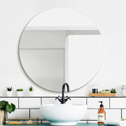 Bilderdepot24 Wandspiegel Spiegel Badspiegel - Geschliffener Spiegel komplett aus Echtglas - Rund ca. 40 cm I SUA-6070