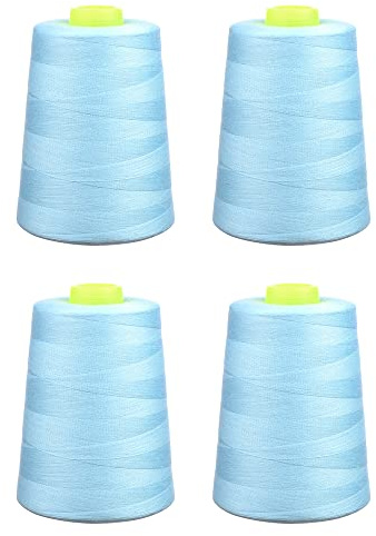Phönix 4x5000m Universal Qualitätsgarn, Stärke 120 Nähgarn für Overlock-Nähmaschinen (Babyblau)