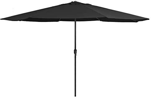 Makastle Sonnenschirm Ø 400 cm, Marktschirm Gartenschirm Terrassenschirm mit Metall-Mast & 8 Rippen, Sonnenschutz Schirm mit Entlüftungsöffnung und Kurbelmechanismus, Schwarz