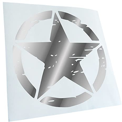 Kiwistar - Autoaufkleber - Chrom - 40x40cm United States Army Star - Heckscheibe Auto Aufkleber wetterfest für Kfz LKW Mofa Truck - Sticker außen selbstklebend Tuning Zubehör für Fenster Fahrzeug