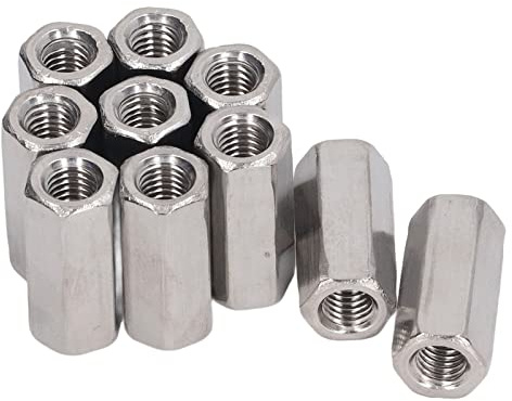 10er-Pack Sechskant-Überwurfmutter Feingewinde M8 X 1,25-13-L30mm Überwurfmutter Gewindestange Sortiment Kit Muttern-Set für Schraubbolzen